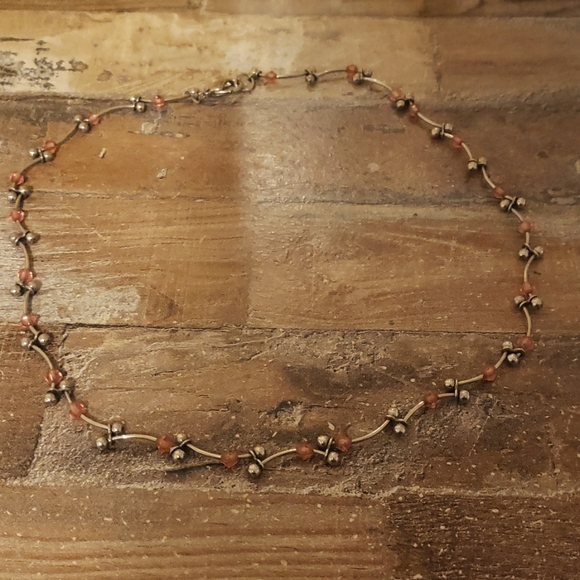 Vintage Silver Tone Choker With Pink Beads - Picture 5 of 8